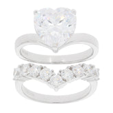 Heart white Moissanite sterling silver ring set with sparkling accents, perfect for elegant occasions.